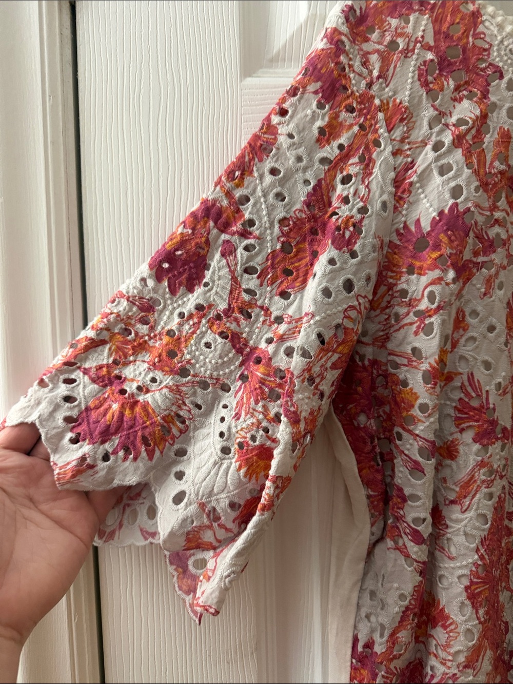 Anthropologie porridge eyelet botanical bird blouse sz XL - Picture 3 of 7